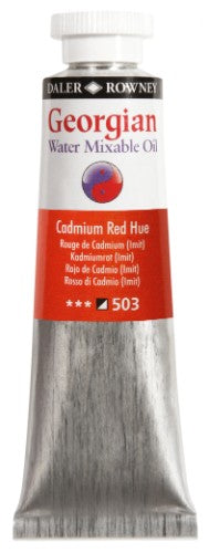 Rown Gwamo 37ml Cadmium Red Hue oil paint, vibrant, water-mixable, high pigment, safe for indoor use, ideal for artists.