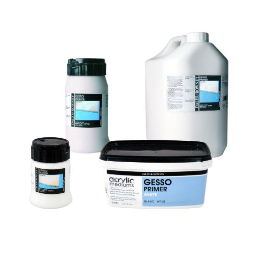 Dr Rowney Acrylic Gesso 3.78ltr, a premium white primer for artists, providing a superior base for acrylic and oil paints.