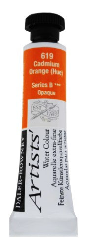 Daler-Rowney 5ml Cad Orange (Hue) watercolour paint, vibrant with high pigment load for exceptional mixing and layering.