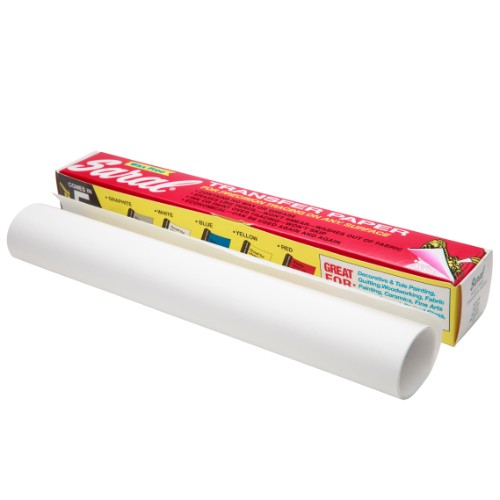 Saral Transfer Roll White 12 provides 12 meters of wax-free transfer paper for precise design transfers in various artistic applications.