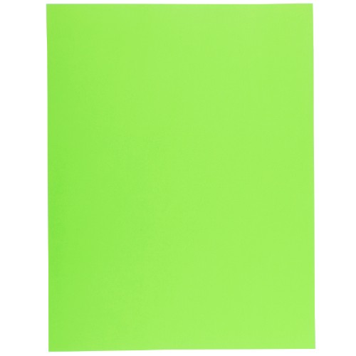 Pack of 10 luminous green showcards, 50x65 cm, made from durable 250gm fluorescent coated cardboard for vibrant displays.