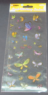 Colorful butterfly stickers designed for card making, scrapbooking, and DIY projects with intricate details and multiple shapes.