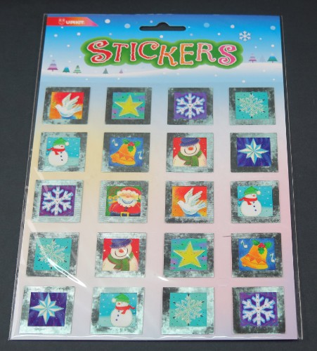 Colorful Christmas-themed squares stickers perfect for gift wrapping, cards, and holiday decorations.