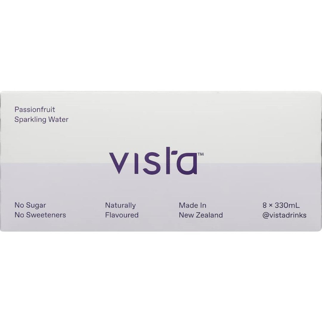 Vista Sparkling Water Passionfruit 330ml cans 8pack