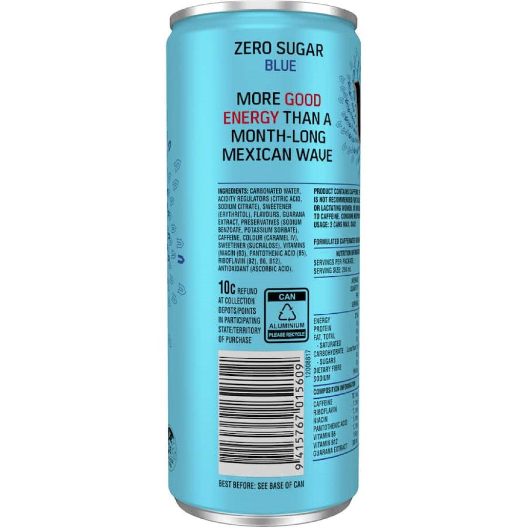V Blue Energy Drink Sugar Free Single can 250mL