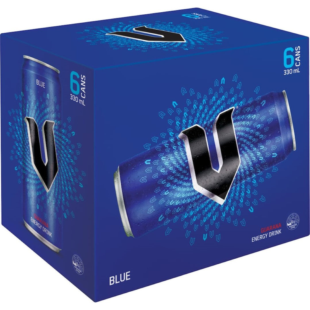V Blue Energy Drink  330ml cans 6pack