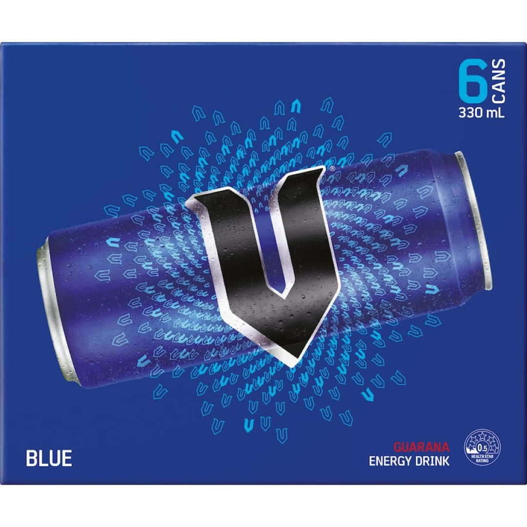 V Blue Energy Drink  330ml cans 6pack