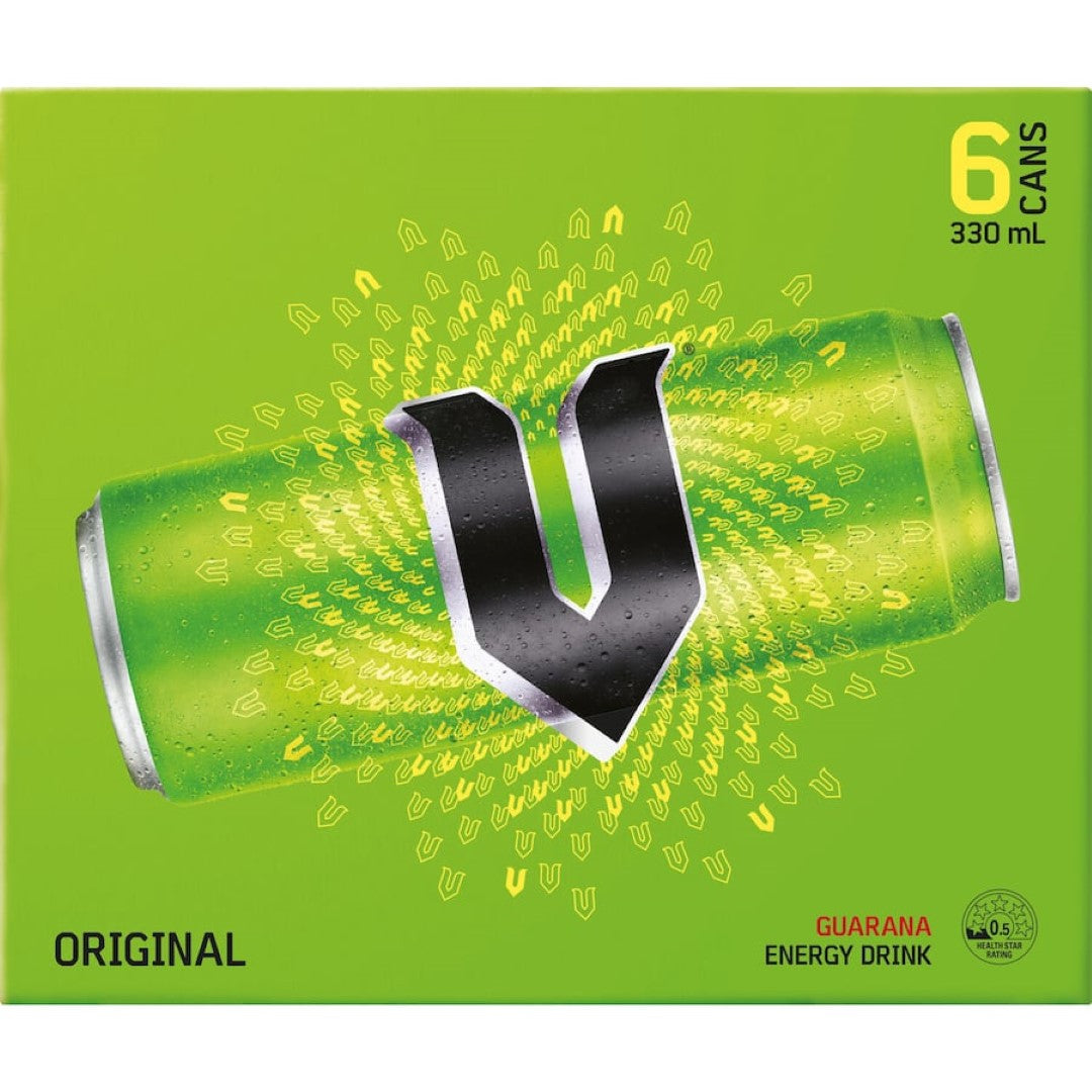 V Green Energy Drink  330ml cans 6pack
