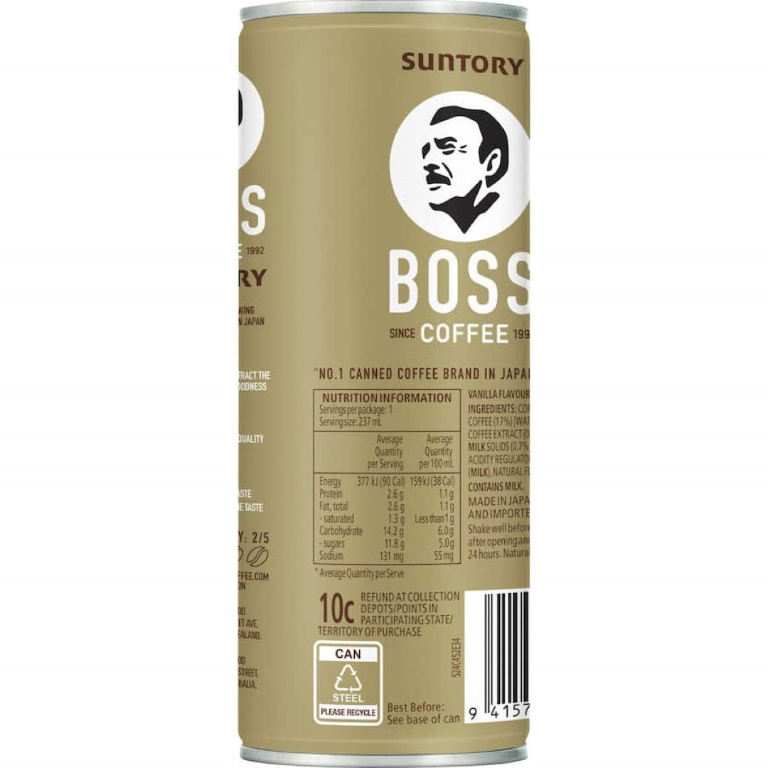 Boss Iced Coffee Vanilla Latte Can 237mL