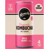 Remedy Organic Kombucha Wild Berry 250ml cans 4pack