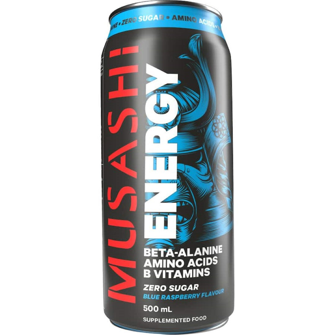 Musashi Energy Drink Blue Raspberry Zero Sugar 500mL
