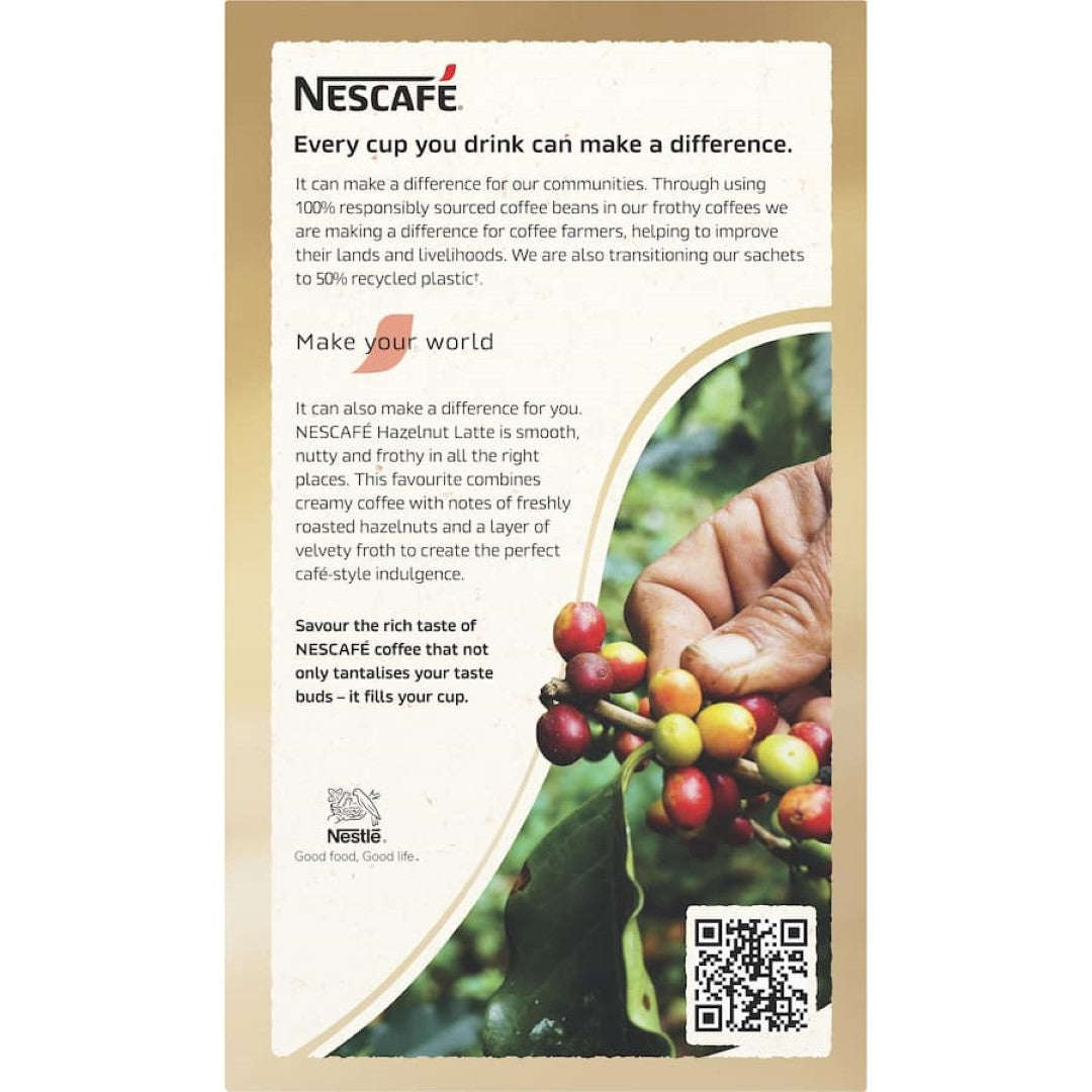 Nescafé Coffee Sachets Hazelnut Latte 10 pack 180g