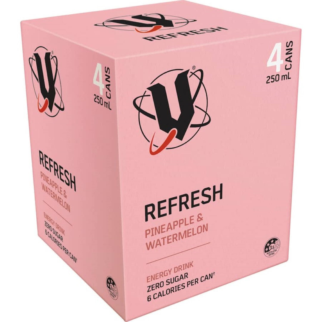 V Sugar Free Energy Drink Refresh Pineapple Watermelon 4x250mL