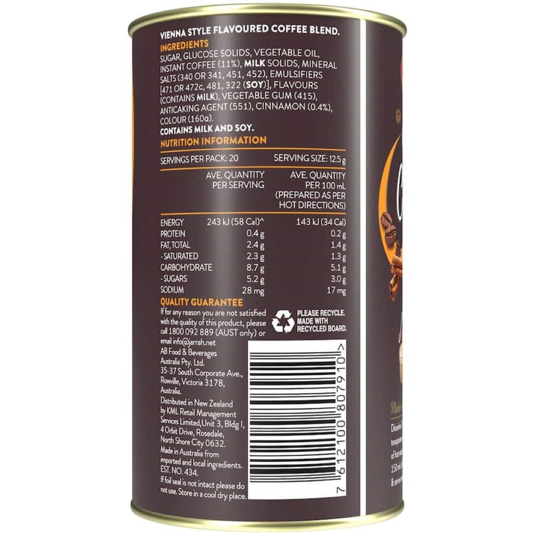Jarrah Coffee Mix Vienna Cinnamon Latte Pottle 250g