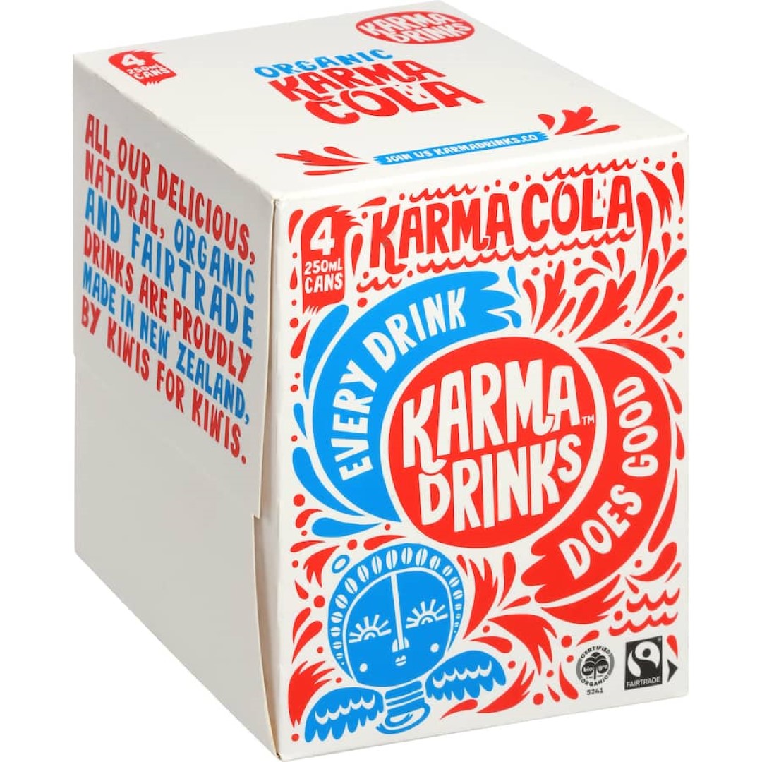Karma Drinks Soft Drink Karma Cola 250ml cans 4pack