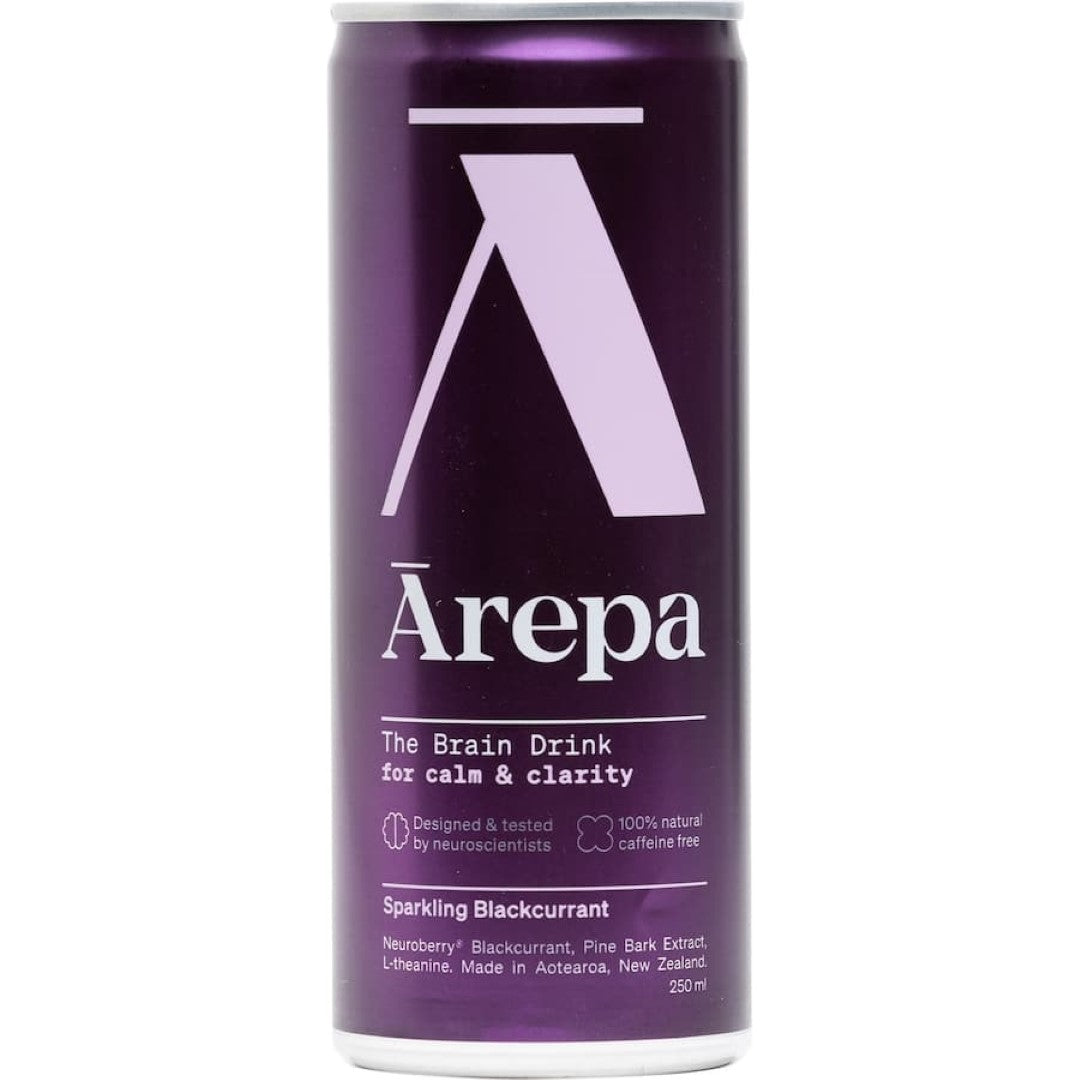 Arepa The Brain Fruit Drink Calm & Clarity Blackcurrant Can 250mL