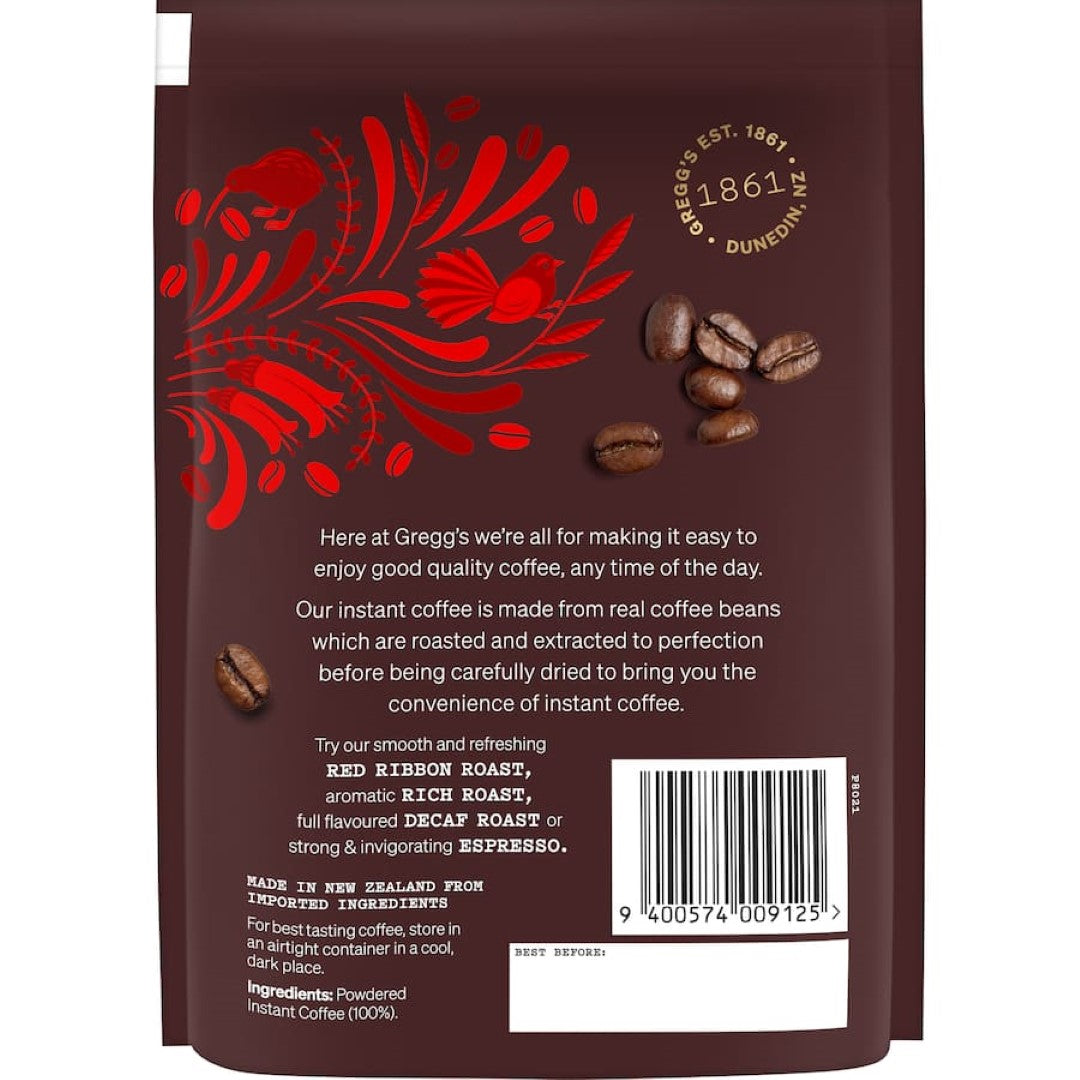 Greggs Powdered Instant Coffee Red Ribbon Roast Refill 100g