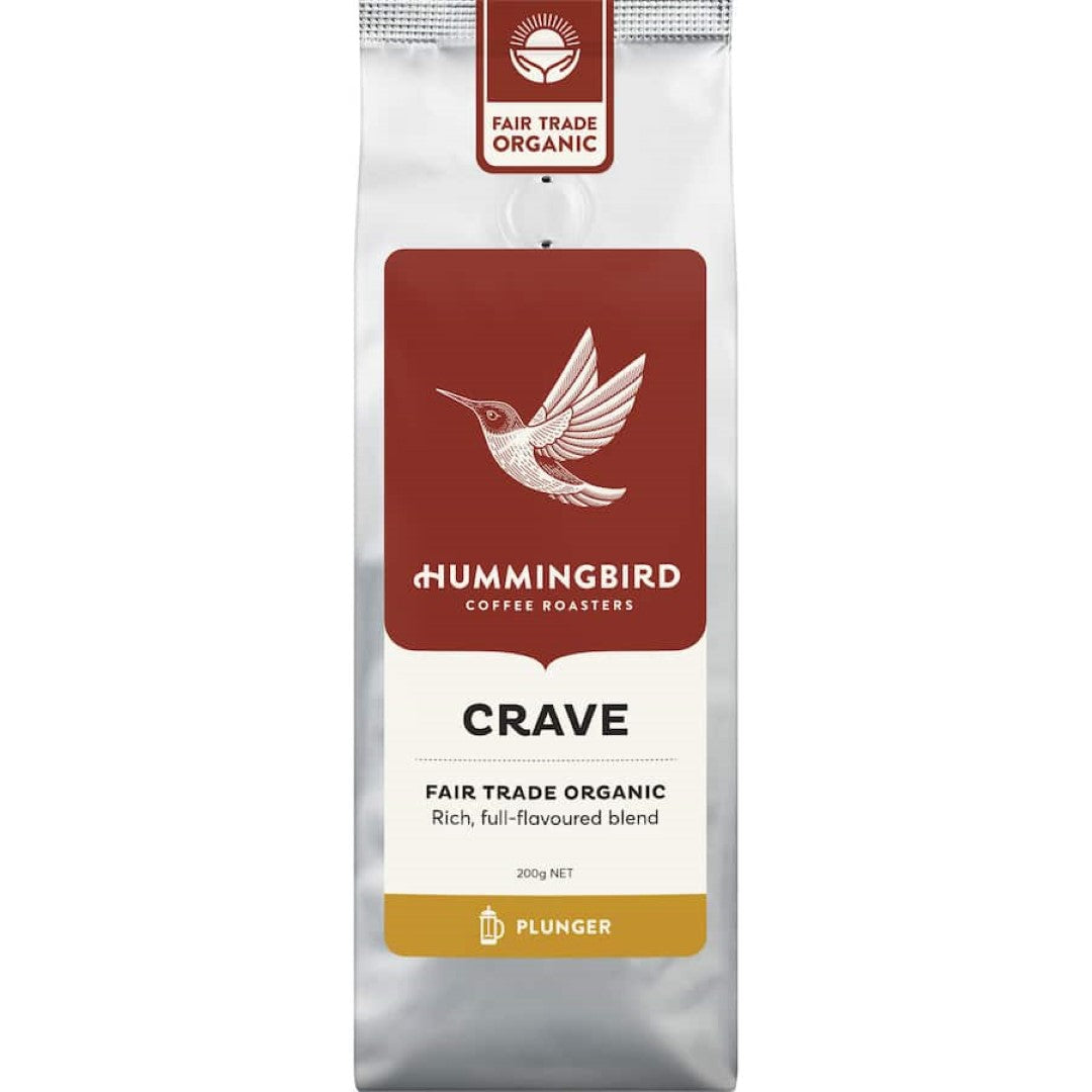 Hummingbird Coffee Plunger Crave Organic Fair Trade 200g