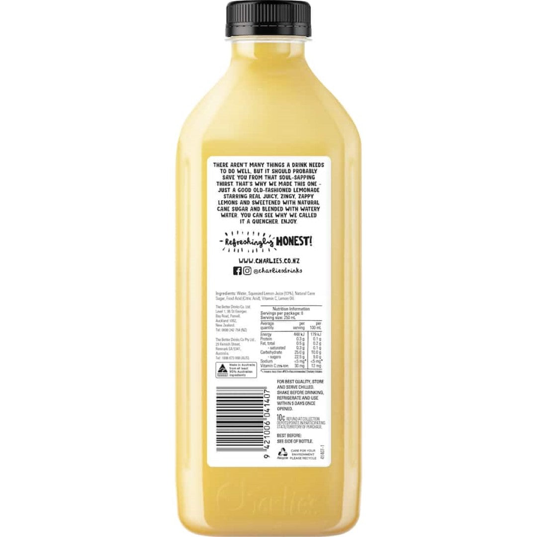 Charlie's Fruit Drink Lemonade Quencher Bottle 1.5L