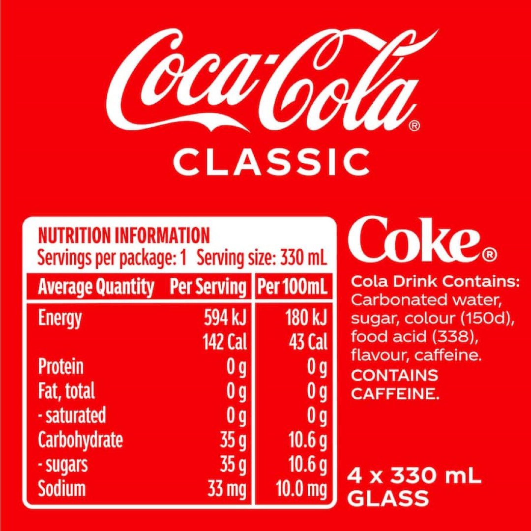 Coca Cola Soft Drink  330ml bottles 4pack