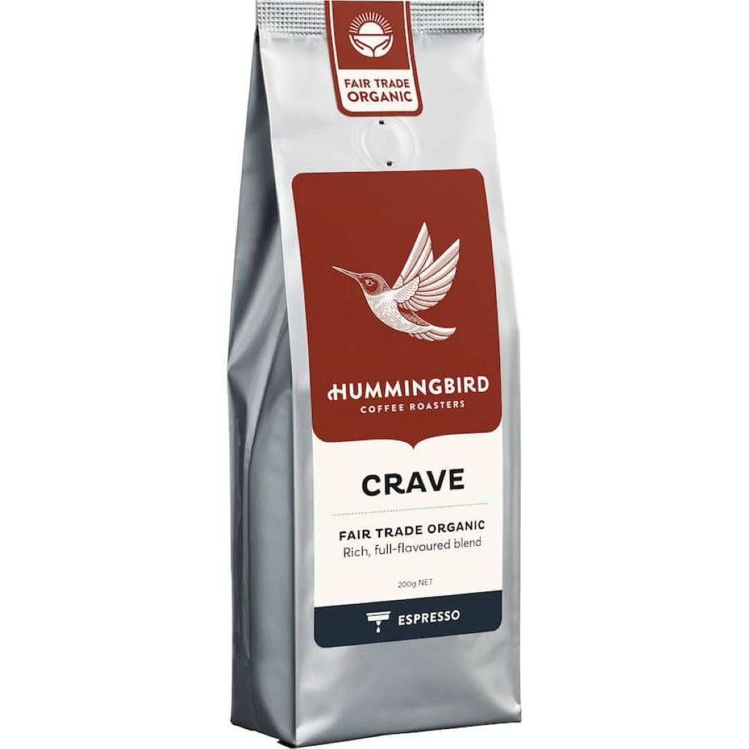 Hummingbird Espresso Grind Crave Organic Fair Trade 200g