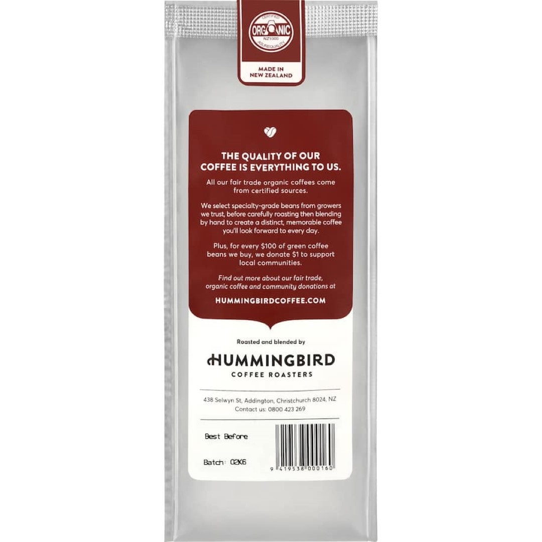 Hummingbird Espresso Grind Crave Organic Fair Trade 200g