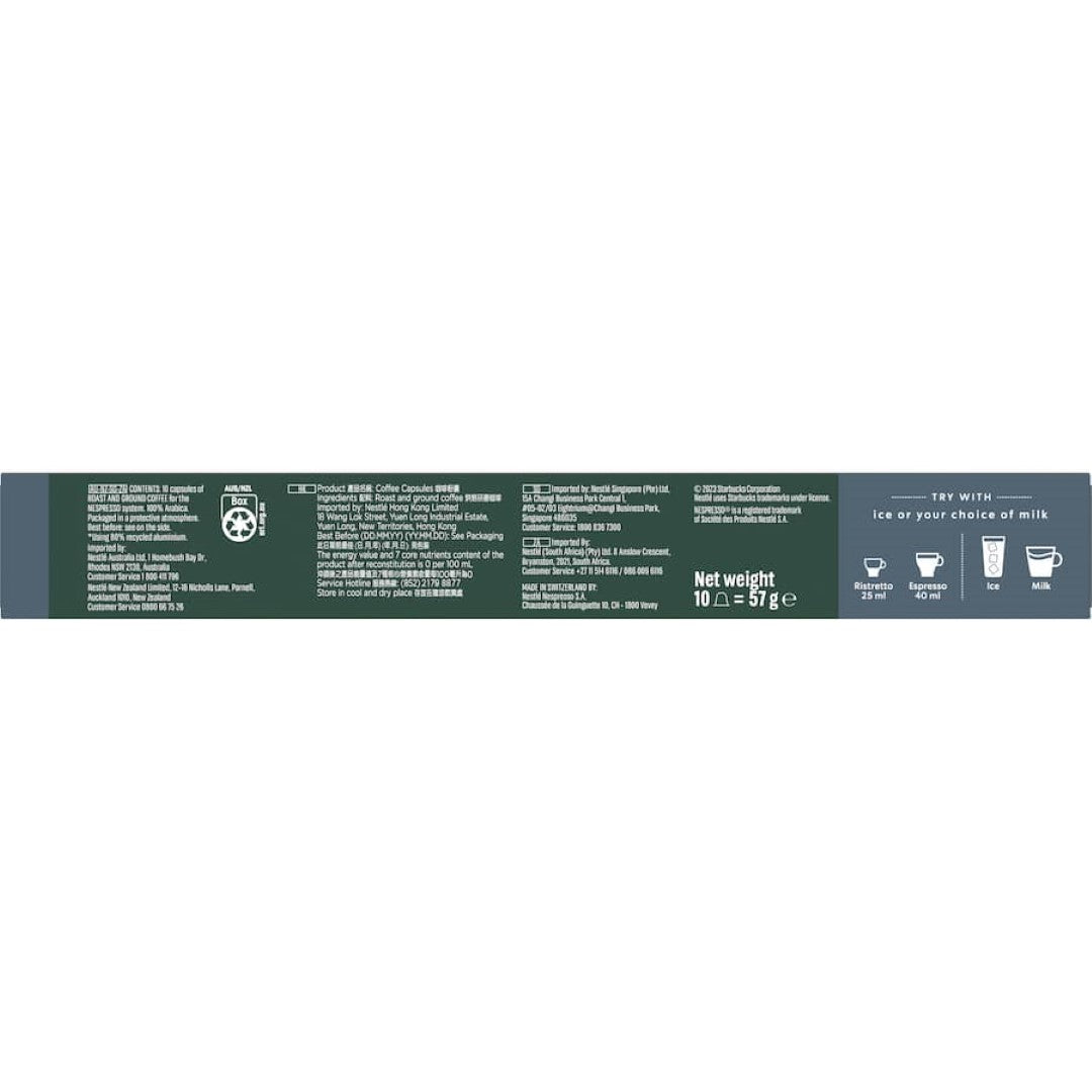 Starbucks By Nespresso Coffee Pods Espresso Roast 10 pack 57g
