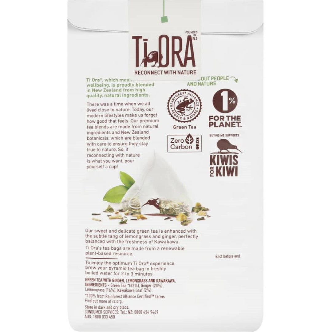 Ti Ora Infusion Green Tea Ginger & Lemongrass