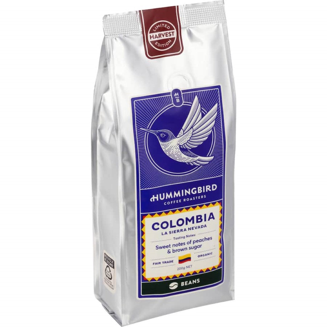 Hummingbird Fair Trade Organic Fresh Whole Beans Coffee Harvest Colombia