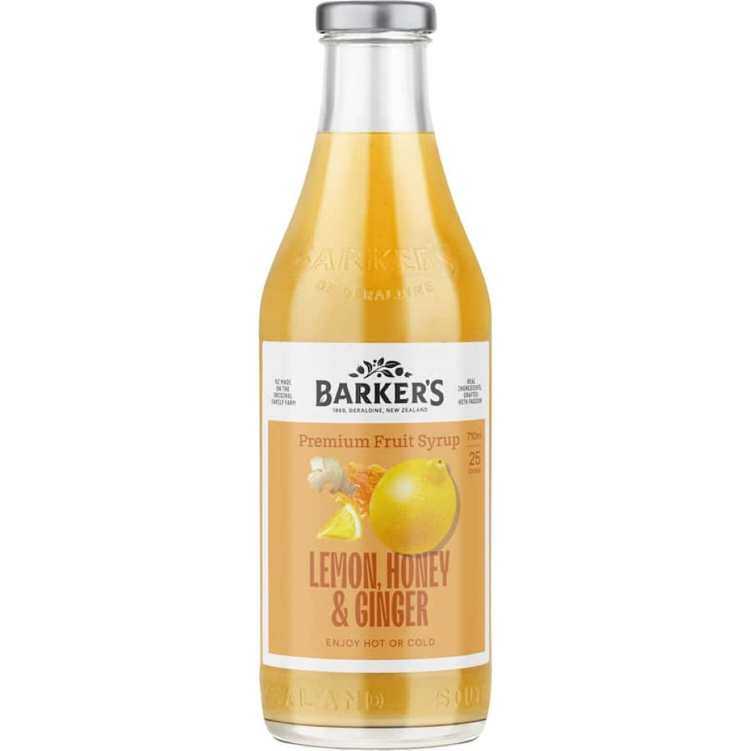 Barkers Fruit Syrup Lemon, Honey & Ginger 710mL