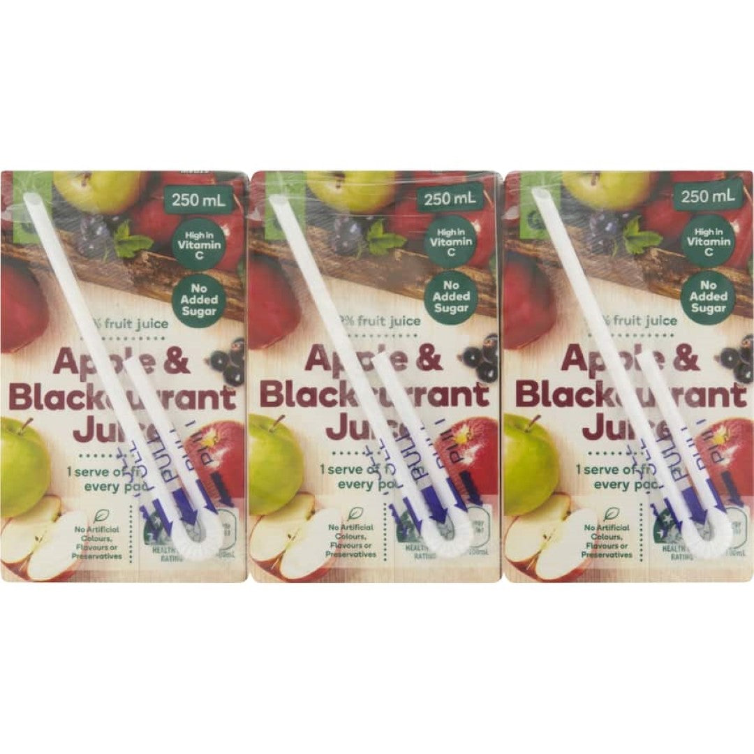 Woolworths Fruit Juice Apple & Blackcurrant 250ml tetra pks 6pack