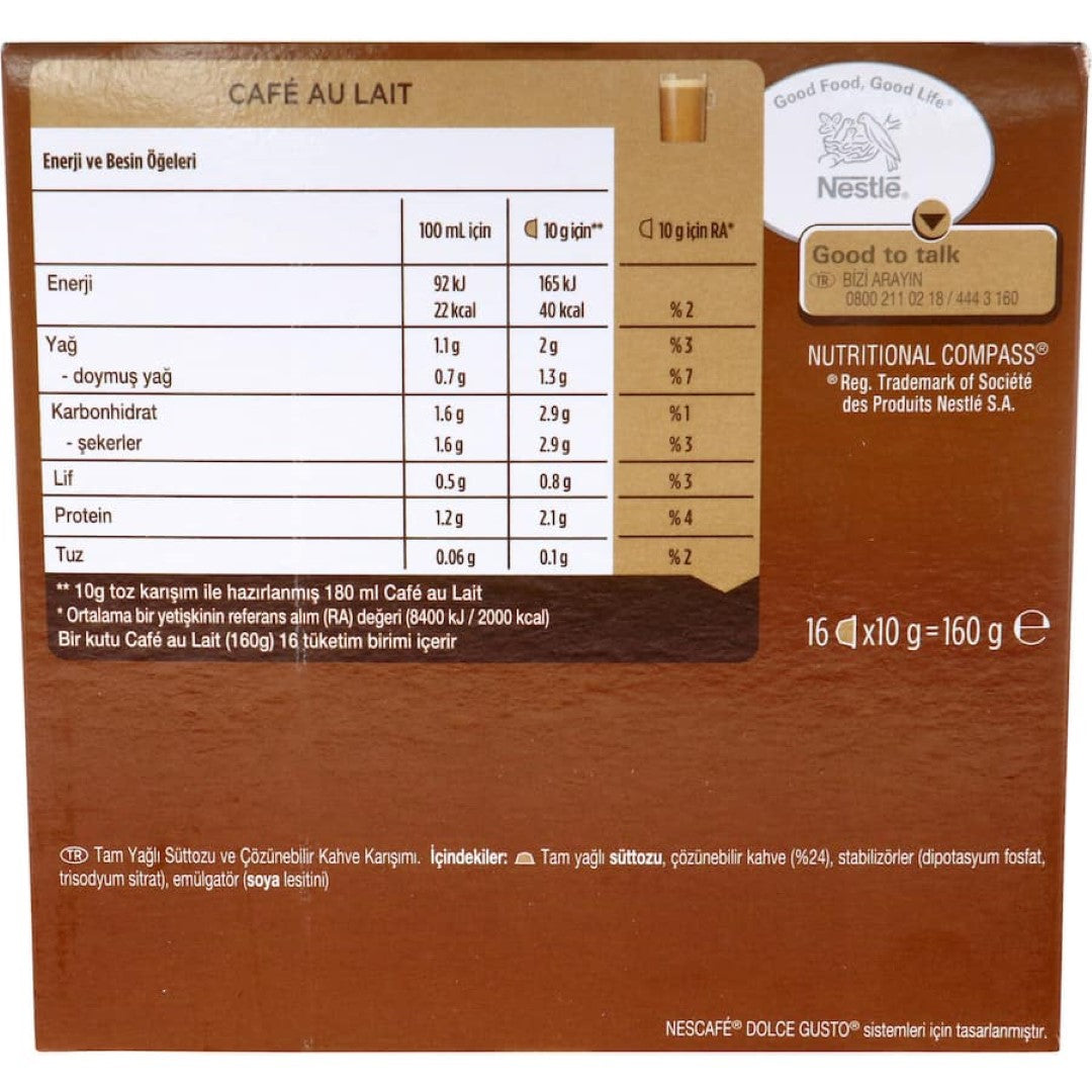 Nescafé Dolce Gusto Coffee Pods Cafe Au Lait 16 pack