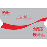 Coca Cola Soft Drink Diet 250ml cans 6pack