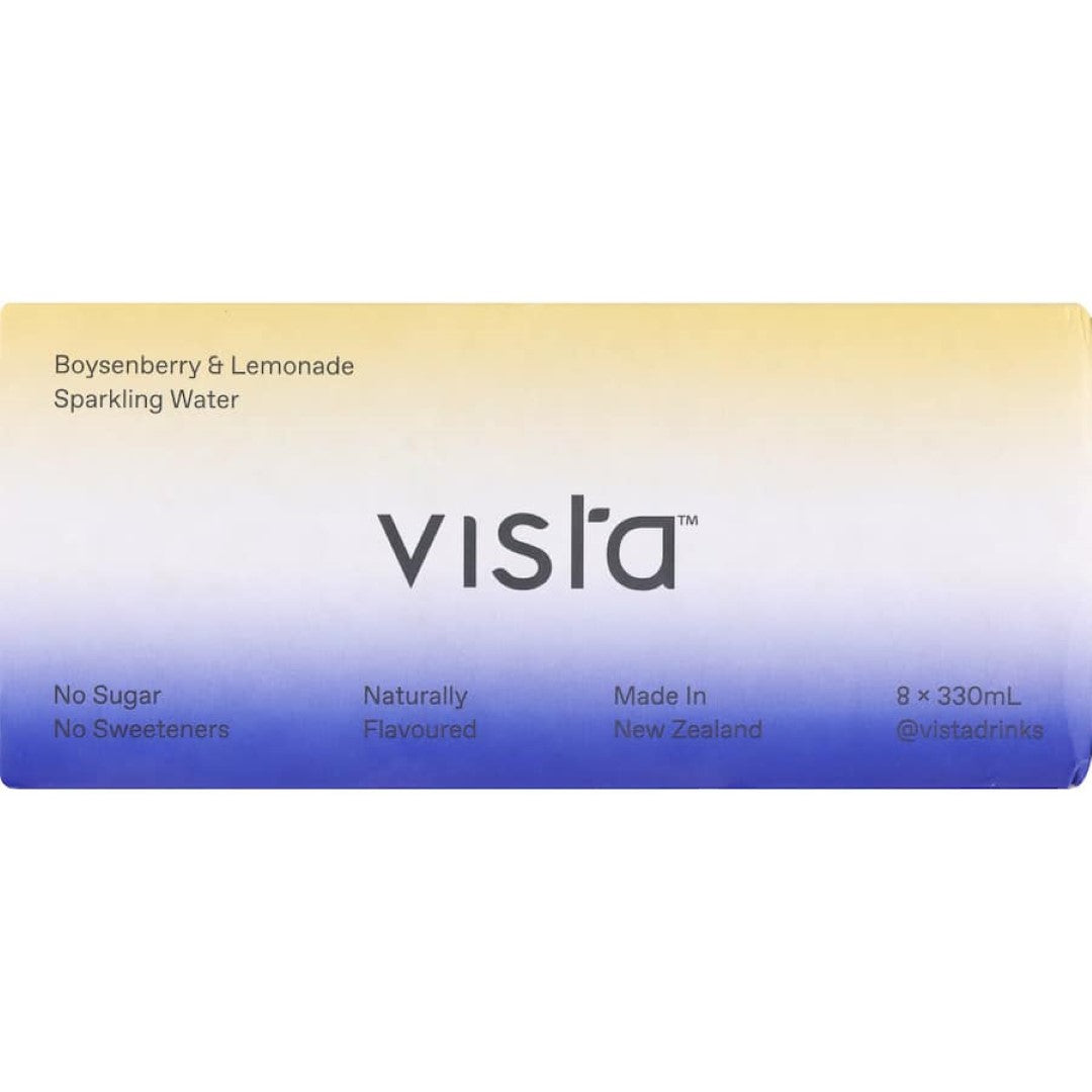 Vista Sparkling Water Boysenberry Lemonade 330ml cans 8pack