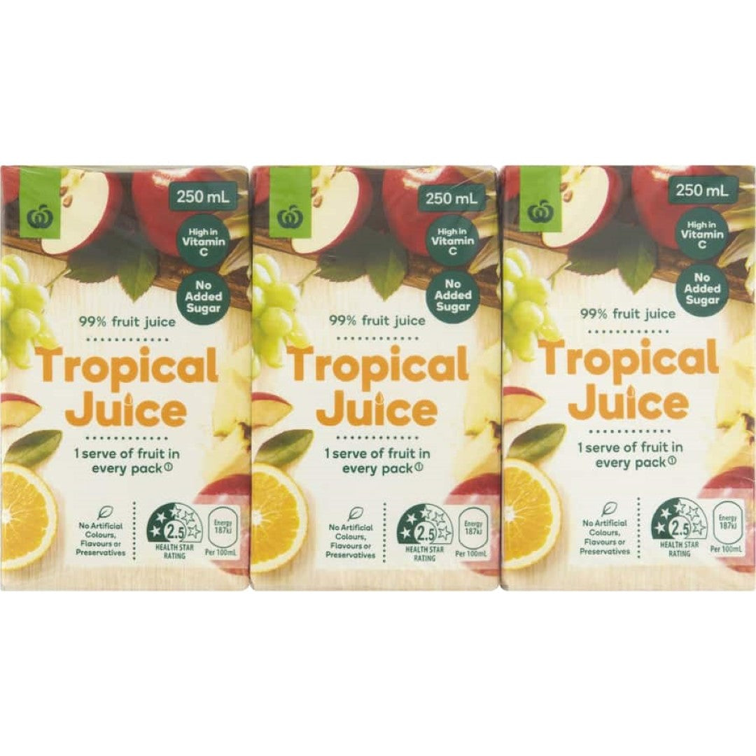 Woolworths Fruit Juice Tropical 250ml tetra pks 6pack