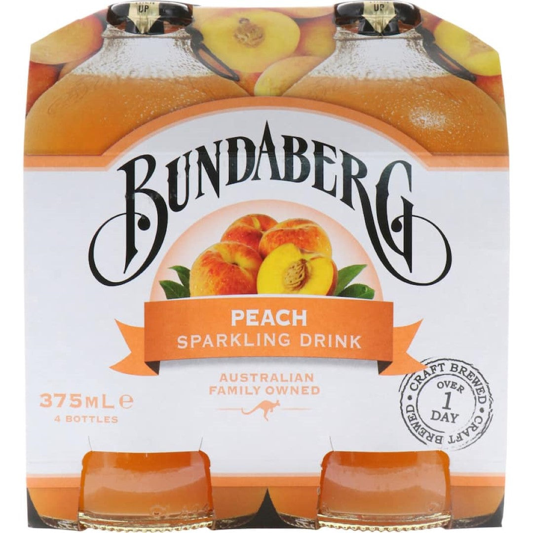 Bundaberg Soft Drink Sparkling Peach 375ml bottles 4pack
