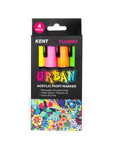 Kent Urban Acrylic Paint Marker Sets Medium - Fluoro Pack 4