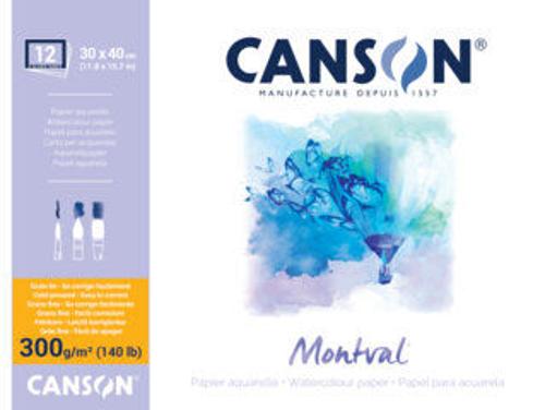 Canson Montval Watercolour Blocks - 300gsm 30x40cm 12sht Cold Pressed