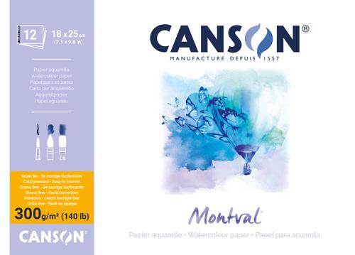 Canson Montval Watercolour Pads - 300gsm 18x25cm 12sht Cold Pressed