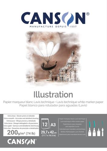 Canson Illustration Extra Smooth Pads - 200gsm A4 12sht