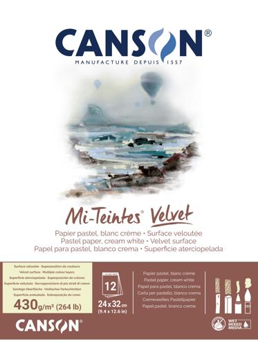 Canson Mi-Teintes Velvet Pads - Cream White 24 X 32cm