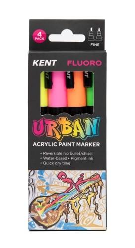 Kent Urban Acrylic Paint Marker Sets Fine - Fluoro Pack 4