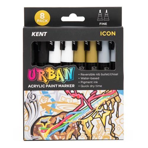 Kent Urban Acrylic Paint Marker Sets Fine - Icon Pack 8