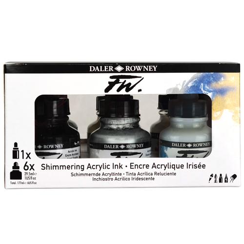 Daler Rowney FW Acrylic Ink Sets - Shimmering 6 X 29.5ml