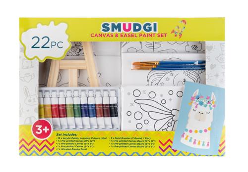 Smudgi Kids Canvas & Easel Set - Set 22 Piece
