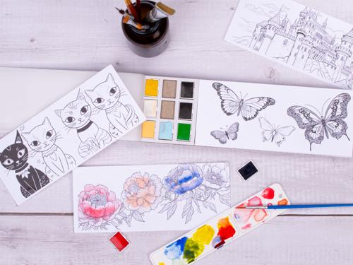 Jasart Watercolour Colouring Cards - 260x80mm Set - New Design