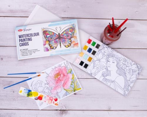 Jasart Watercolour Colouring Cards - 260x80mm Set - New Design