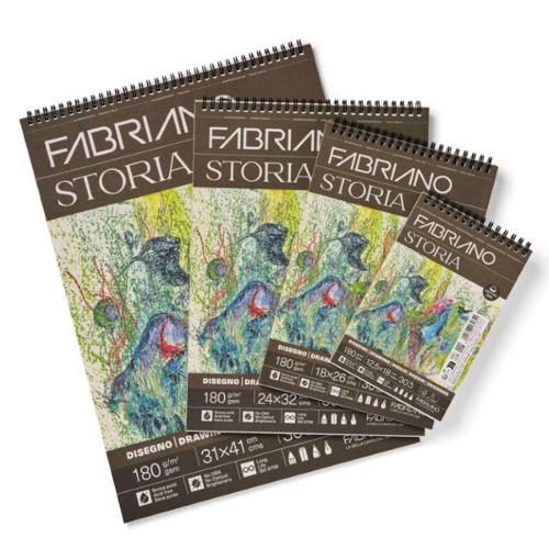 Fabriano Storia Spiral Pads - 180gsm 24x32cm 30 Sheets