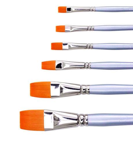 Jasart Gold Synthetic Short Flat Brush Hangsell - Size 8 (Hangsell)