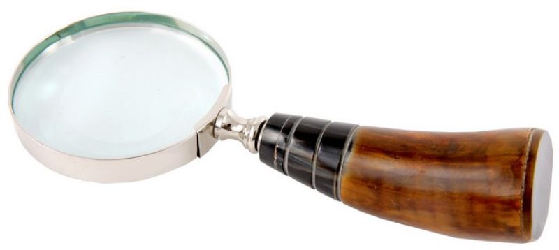 Magnifier With Horn Handle - Brass Aluminium (18.3cm)